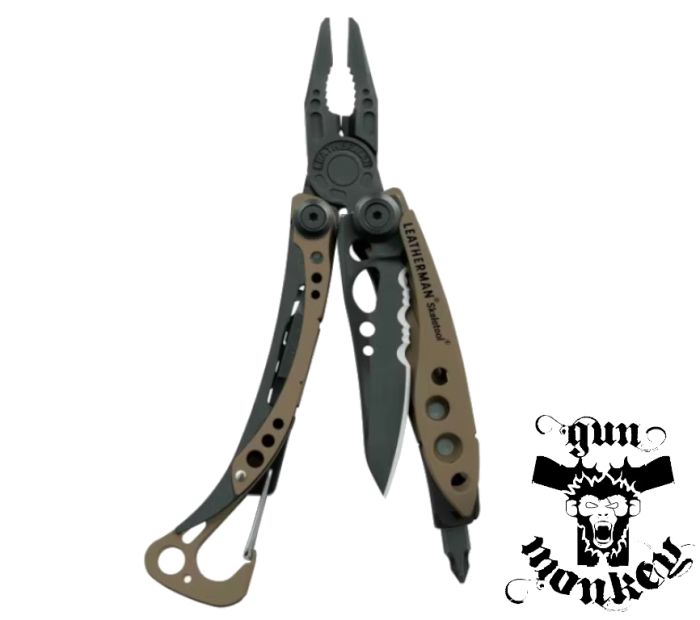 Multitool Leatherman Skeletool Coyote z klipsem i karabinkowym zapięciem (832207)