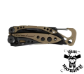 Multitool Leatherman Skeletool Coyote z klipsem i karabinkowym zapięciem (832207)