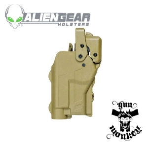  Kabura Alien Gear Rapid Force Duty Glock 19 V3 montaż średni (M) statyczny, pokrywa kolimatora XL, do pistoletu z latarką, prawa ręka , kol. TAN (R3-M-0057-TN-RH-A0-C)
