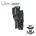 Kabura Alien Gear Rapid Force Duty do Glock 19/19X/19MOS/23(Gen1-4)/44/45/45mos/17/17, Right Hand, LV3, montaż średni, statyczny, pokrywa kolimatora XL, do pist. z latarką (RD-M-0057-BK-RH-L1-C)