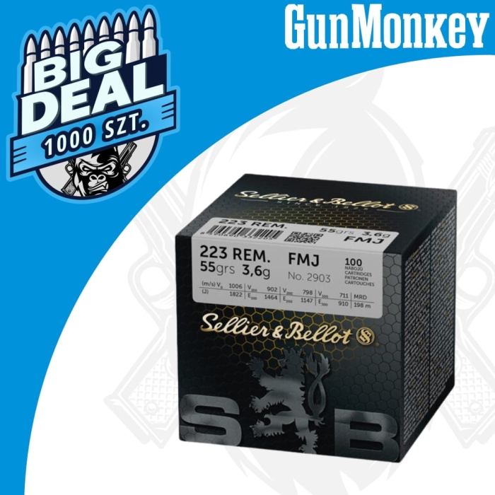 1000 szt! Amunicja S&amp;B kal. .223Rem 3,56g FMJ - BIG DEAL !!!