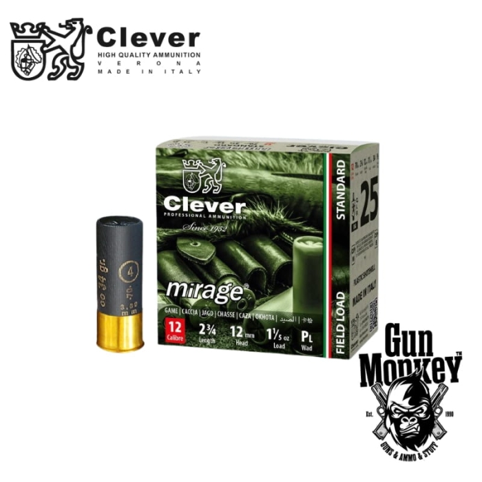 Amunicja śrut. Clever Mirage Standard Game T2 "0" 34g kal. 12/70 (1op = 25szt)