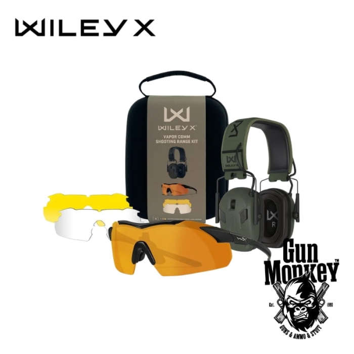 WileyX Shooting Range Kit Vapor COMM Yellow/Clear/L. Rust + Earmor M300WXJ (3553SRK)