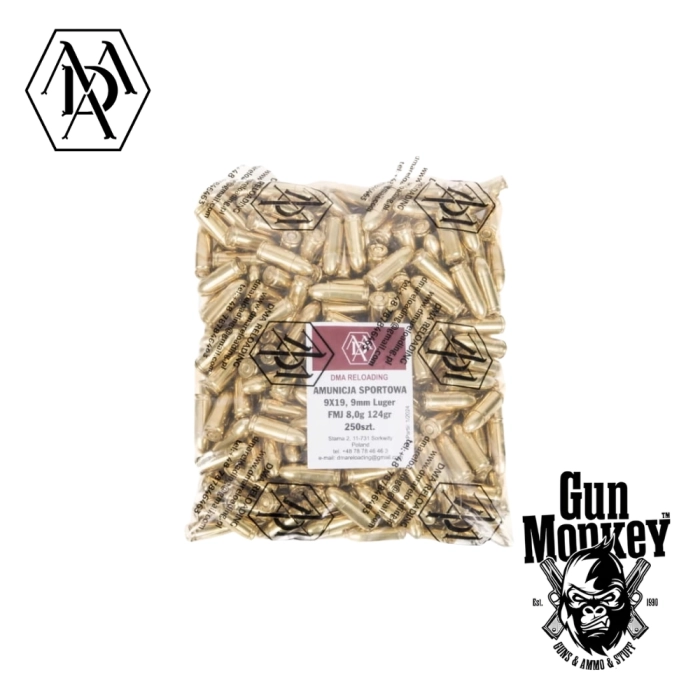 Amunicja DMA Reloading pistoletowa kal. 9x19 8g/124gr FMJ (1op=250szt)