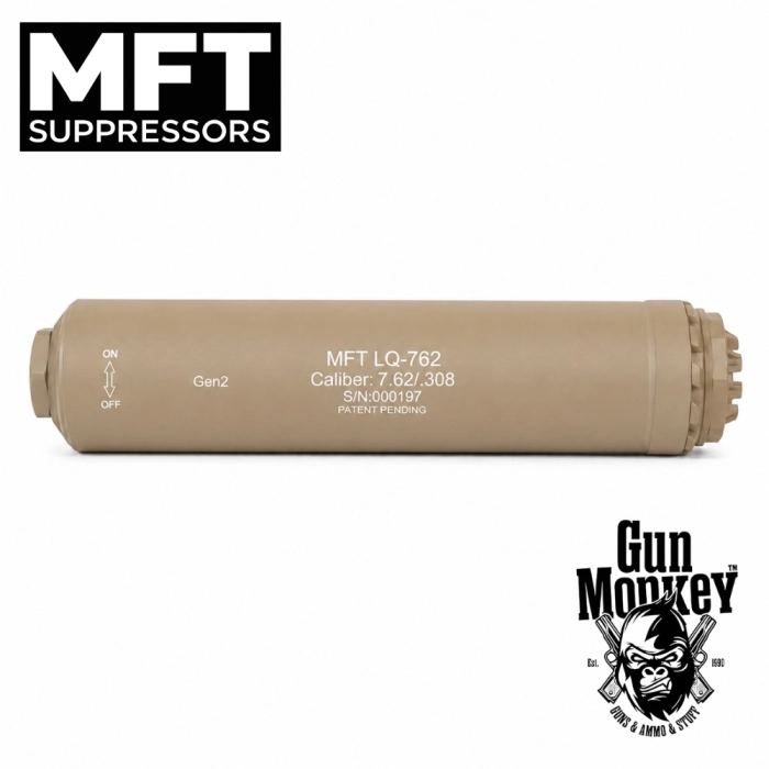 Tłumik MFT LQ-762 Gen II + Flash hider R06-FH 5/8x24 kol. FDE