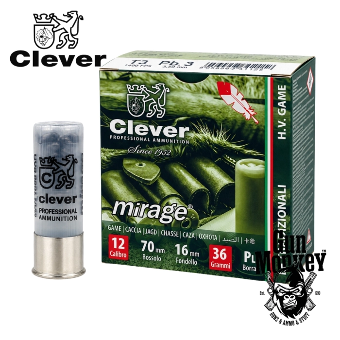 Amunicja śrut. Clever Mirage H.V. Game T3 (Medium/Long distance) "3" 36g kal. 12/70 (1op = 25szt) (832703)