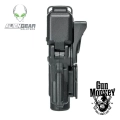 Kabura Alien Gear Rapid Force Duty Glock 19 Level 3 montaż średni (M) statyczny, pokrywa kolimatora XL, do pistoletu z latarką, lewa ręka , kol. Czarny (R3-M-0057-BK-LH-LL-A0-C)