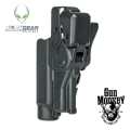 Kabura Alien Gear Rapid Force Duty Glock 19 Level 3 montaż średni (M) statyczny, pokrywa kolimatora XL, do pistoletu z latarką, lewa ręka , kol. Czarny (R3-M-0057-BK-LH-LL-A0-C)