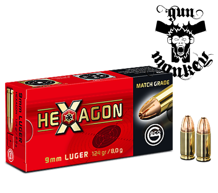 Amunicja pistoletowa GECO kal. 9x19mm 8g/124gr HEXAGON (1opak=50szt)
