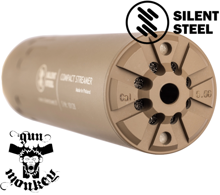 Tłumik Silent Steel Compact Streamer 9mm FDE Cerakote montaż BoreLock (STC9BL-FDE).png