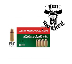Amunicja pistoletowa S&B kal. 7,65 Browning FMJ 6,0g  (1op = 50szt)